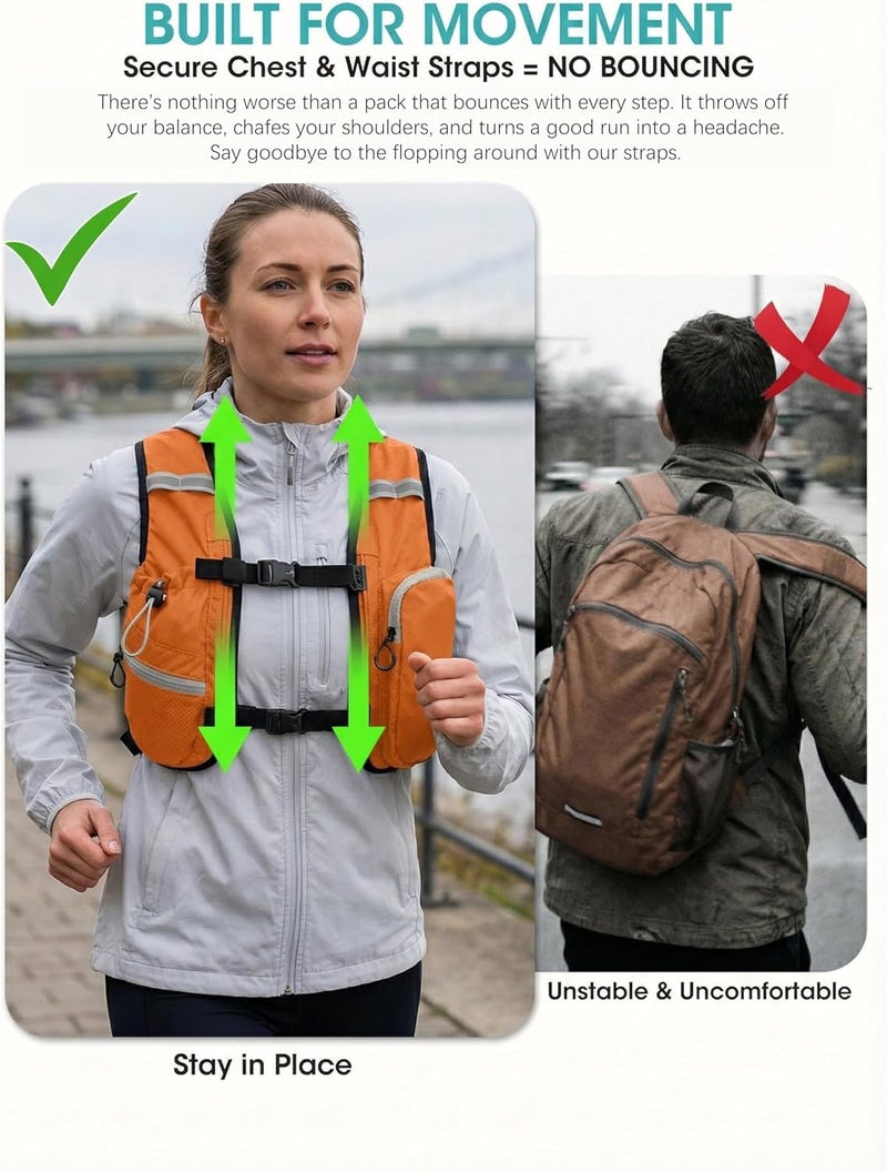 VPBAGE Store Foldable Small Hiking Backpack with 3 Strap Pockets – Lightweight 300D Spill-proof Daypack for Men Women – Packable Small Travel Backpack with Chest Strap & Trekking Pole Holder – Durable Outdoor Bag - Image 3